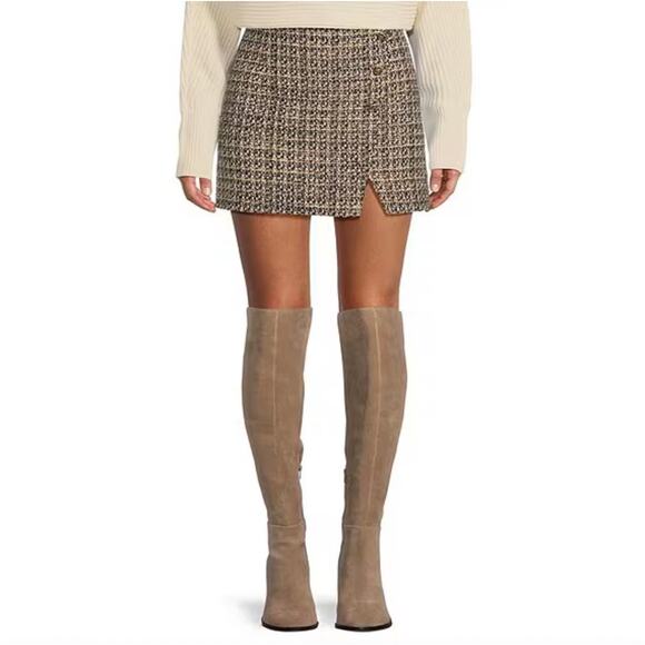 NWT Gianni Bini Caramel Samoa Tweed Mini Skirt Edinburgh Sizes 10 & 12 - Picture 2 of 8